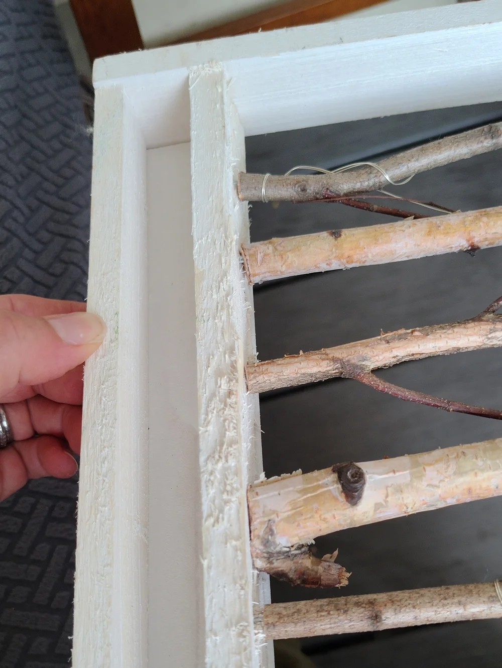 Rustic White Birch Branch Wall Hanging With Fairy Lights